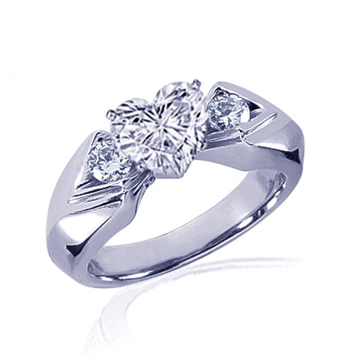 1.30 Ct Heart 3 Stone Diamond Engagement Ring 