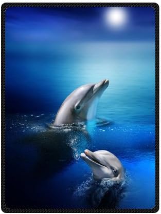 Popular Funny dolphin Soft and Cozy Print Throw Fleece Blanket, 58 by 80-Inch