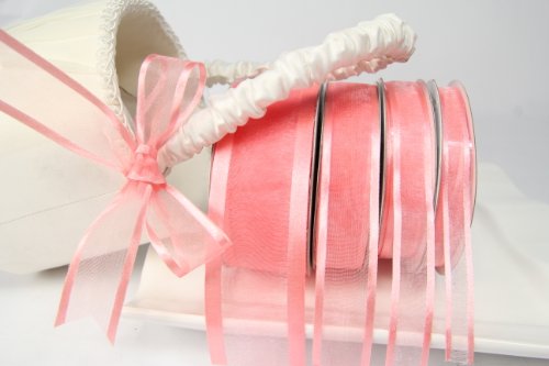 Coral Organza Ribbon With Satin Edge-25 Yards X 3/8 Inches