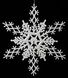 36 - 6-1/2 White Iridescent Glitter Snowflake Ornaments Winter Wedding Favors or Ornaments