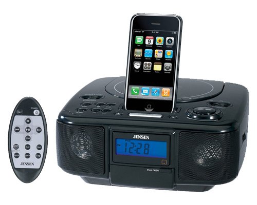 Jensen JIMS-210-BK Docking Digital Music System/Alarm Clock with CD for iPod (Black)