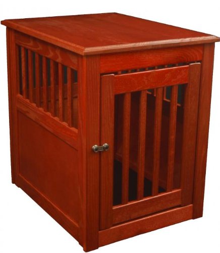 Oak Wood Dog End Table Crate (Medium - Medium Cherry)