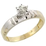 Sterling Silver (Gold Plated) Diamond Engagement Ring, w/ 0.05 Carat Brilliant Cut Diamonds, 1/4 in. (6mm) wide, Size 10