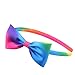 Candygirl Girls Boutique Headbands with Bows Rainbow Satin Colorful Hairband 1CM Hair Hoops(5 Pack)