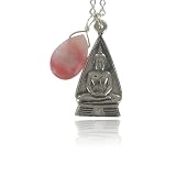 Monica Vinader Sterling Silver 18 Chain Necklace With Buddha and Pink Nuggett