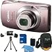 Canon PowerShot ELPH 500 HS 12 MP CMOS Digital Camera with Full HD Video and Ultra Wide Angle Lens Pink Bundle w/ 8GB Memory, Card Reader, Deluxe Case, Mini Tripod and Cleaning Kit