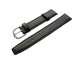 Produkt-Bild: 18mm KALB LEDER UHRENARMBAND UHRBAND UHRENBAND UHRENARMB&Auml;NDER UHRARMBAND WATCH STRAP SCHWARZ SILBERSCHLIE&szlig;E