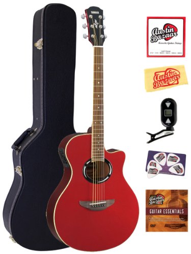 Yamaha APX500 Thinline Cutaway Acoustic-Electric Guitar Bundle with Hardshell Case, Tuner, Instructional DVD, Strings, Pick Card, and Polishing Cloth - Metallic Red On Sale