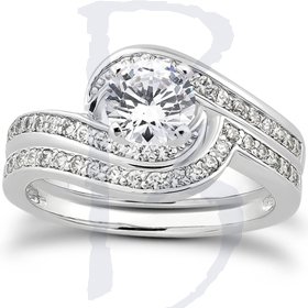 .85CT Diamond Engagement Wedding Ring Set 14K White Gold