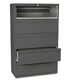 HON Products - HON - Brigade 700 5-Drawer Lateral File W/ Roll-Out/Posting Shlvs, 42 Wide, Charcoal - Sold As 1 Each - Counterweight included, where applicable, to meet ANSI/BIFMA requirements. - Lock secures both sides of drawer. - Three-part telescoping slide suspension. - Leveling glides adjust for uneven floors. - Mechanical interlock allows only one drawer to open at a time to inhibit tipping.