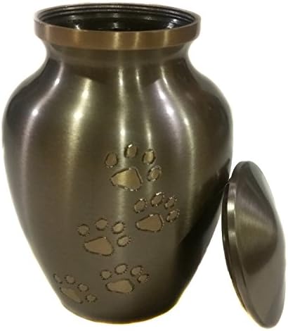 Perfect Paw Print Pet Urn for Your Loving Dog or Cat Ashes, Finished in a Brushed Silver
