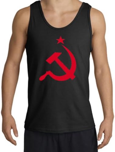 USSR Soviet Union Republic Russia RED Hammer and Sickle Adult Tanktop Tank Top - Black, XL