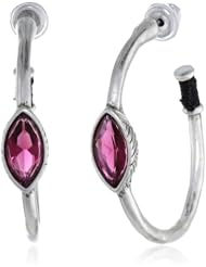The SAK Stone Center Post Fuchsia Hoop Earrings