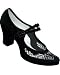 Aris Allen Women's Black 1940s Vintage Velvet and Mesh Mary Jane with Suede Sole Size 8.5 US