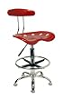 Vibrant Wine Red and Chrome Bar Stool Height Drafting Stool with Tractor Seat [LF-215-WINERED-GG]