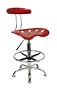Vibrant Wine Red and Chrome Bar Stool Height Drafting Stool with Tractor Seat [LF-215-WINERED-GG]