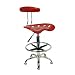 Vibrant Wine Red and Chrome Bar Stool Height Drafting Stool with Tractor Seat [LF-215-WINERED-GG]