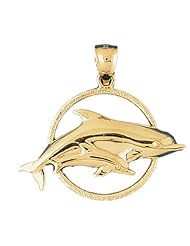 Dazzlers Solid 14 karats gold Dolphins Charm Pendant Available in three colors from jewelsberry (weights: 4.9 grams only)