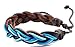 Unisex Hawaiian Surfer Style Cotton Cord Braided Leather Bracelet (Brown Turquoise Blue)