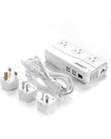 BESTEK Portable International Travel Voltage Converter 220V to 110V with Interchangeable Worldwide UK/US/AU/EU Plugs + 4 USB(6A Max) Charging Ports for iPhone, iPad, Samsung, Tablet