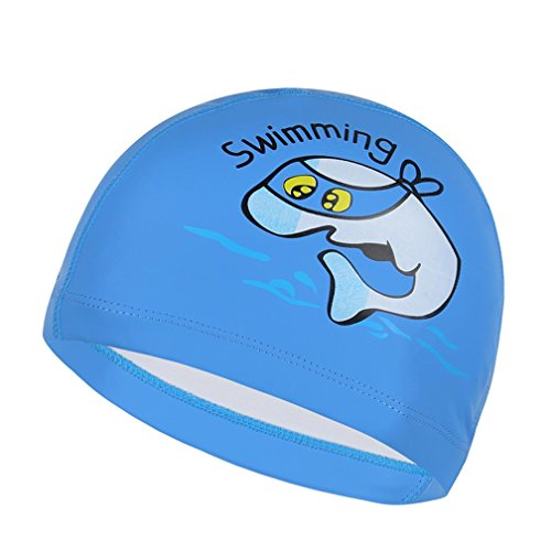 Stardice Children\'s Waterproof Earmuffs Cap Cartoon Dolphin Swim Cap
