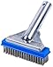 Pooline 5″ Pool Brush with 5″ Aluminum Back and Handle- Stainless Steel Bristles – Blue Brush Body