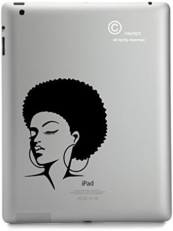 Afro Woman -Ipad - BLACK - STICKER - DECAL - SKIN - FOR LAPTOP MACBOOK CAR WINDOW WALL ART DÉCOR TRUCK MOTORCYCLE HELMET NOTE BOOK
