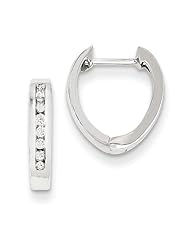 14k White Gold G-H SI2 Quality Diamond Hoop Earrings. Carat Wt- 0.18ct