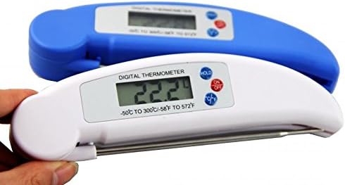 Instant Read, Digital, Accurate Premium Thermometer, Auto Off, C/F, Hold Button, Meat, BBQ, Grill, Candy, White