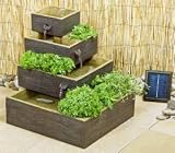 41WIYccxd4L. SL160  Square 4 Tier Solar Water Feature Cascading Herb Planter Dark Wood Reviews