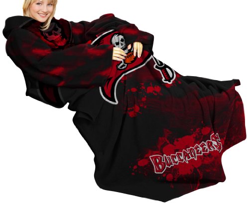 NFL Tampa Bay Buccaneers Adult Comfy Throw, Officially Licensed Blanket with Sleeves by Northwest, 
