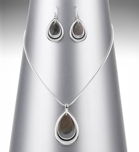 Pear Shell Swing Pendant Necklace & Earrings