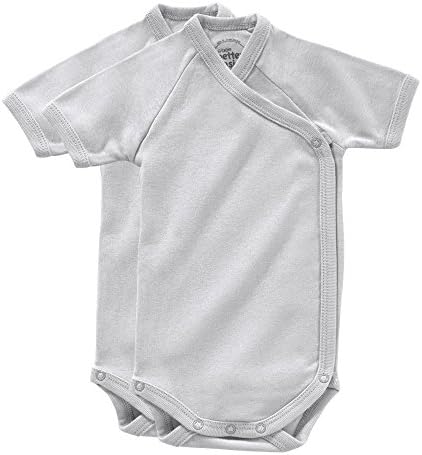 giggle Better Basics Short-Sleeve Baby Body - Set of 2 (Organic Cotton) (0-3M, Grey)