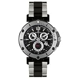 Burett Mens B4203LBSB Continent Collection Black and Stainless Steel Chronograph Diver Watch by Burett
