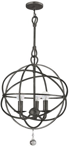 Crystorama 9225-EB Solaris Collection 3-Light Mini-Chandelier, English Bronze Finish