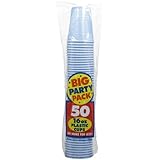 Amscan Big Party Pack 50 Count Plastic Cups, 16-Ounce, Pastel Blue