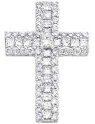 14K White Gold 0.95cttw Round Diamond Pendant