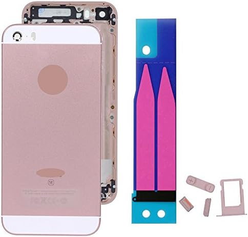 For iPhone 5S Like iPhone Se Housing, YVBOX DIY Full Metal Alloy Middle Frame Battery Door Cover Rear Housing Replacement for iPhone 5S Change into iPhone Se Style - Rose Gold