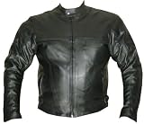 MOTORCYCLE BIKE CE HARD ARMOR LEATHER JACKET Black