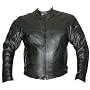 MOTORCYCLE BIKE CE HARD ARMOR LEATHER JACKET Black