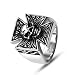 8.5MM Polished Stainless Steel Biker Ring with Sinical Skull on Celtic Cross