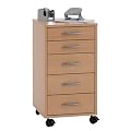 FMD 336-001 Rollcontainer Freddy - B/H/T: 33.0 x 63.5 x 38.0 cm, Buche