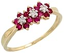 14k Gold Floral Cluster Ring, w/ 0.60 Total Carat Weight Brilliant Cut Ruby Stones & Diamonds, 1/4" (6mm) wide