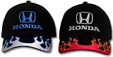 41WIw SGlrL. SL160  Honda FLAMES Fine Embroidered Adjustable Hat Cap, Black/Silver/Blue