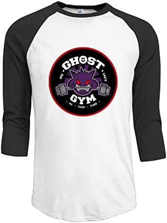 Texhood Men's Gengar In Gym Customized 100% Cotton Three-Quarter Sleeve Raglan Crew-Neck Summer T-Shirts Black M