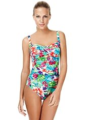 Twisted Front Floral Ruched Swimsuit