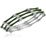 Sterling Silver and Enamel Bamboo Stack Bangle Bracelet with Diamond Accent, 8