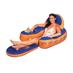 Aqua Leisure Flip N' Fold Pool Lounge in Blue and Orange