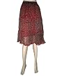 Womens Bohemian Skirts Black Red Floral Motifs Calf Length Chiffon Skirt 21"