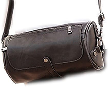 GTROAD Cool Men Mutifunction Sport Roll Bag Motorcycle Scooter Tool Bag Saddlebag Leather Storage with Release Shoulder Straps (Black)